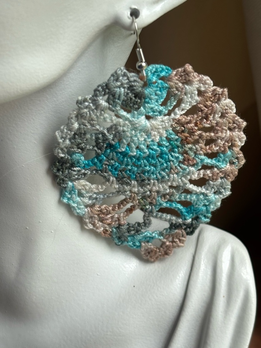 Large Hand Crochet Earrings